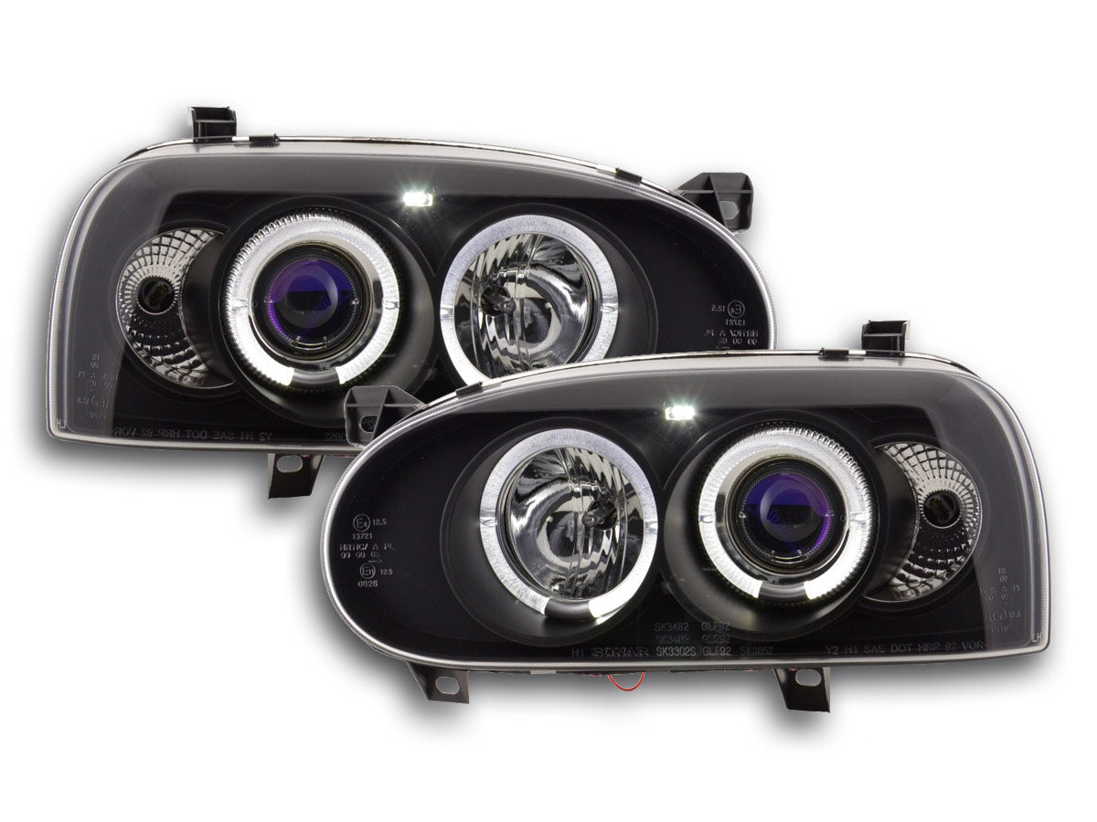 Scheinwerfer Set VW Golf 3 Typ 1HXO 1 EXO 91-97 schwarz Scheinwerfer Set VW Golf 3 Typ 1HXO 1 EXO 91-97 schwarz